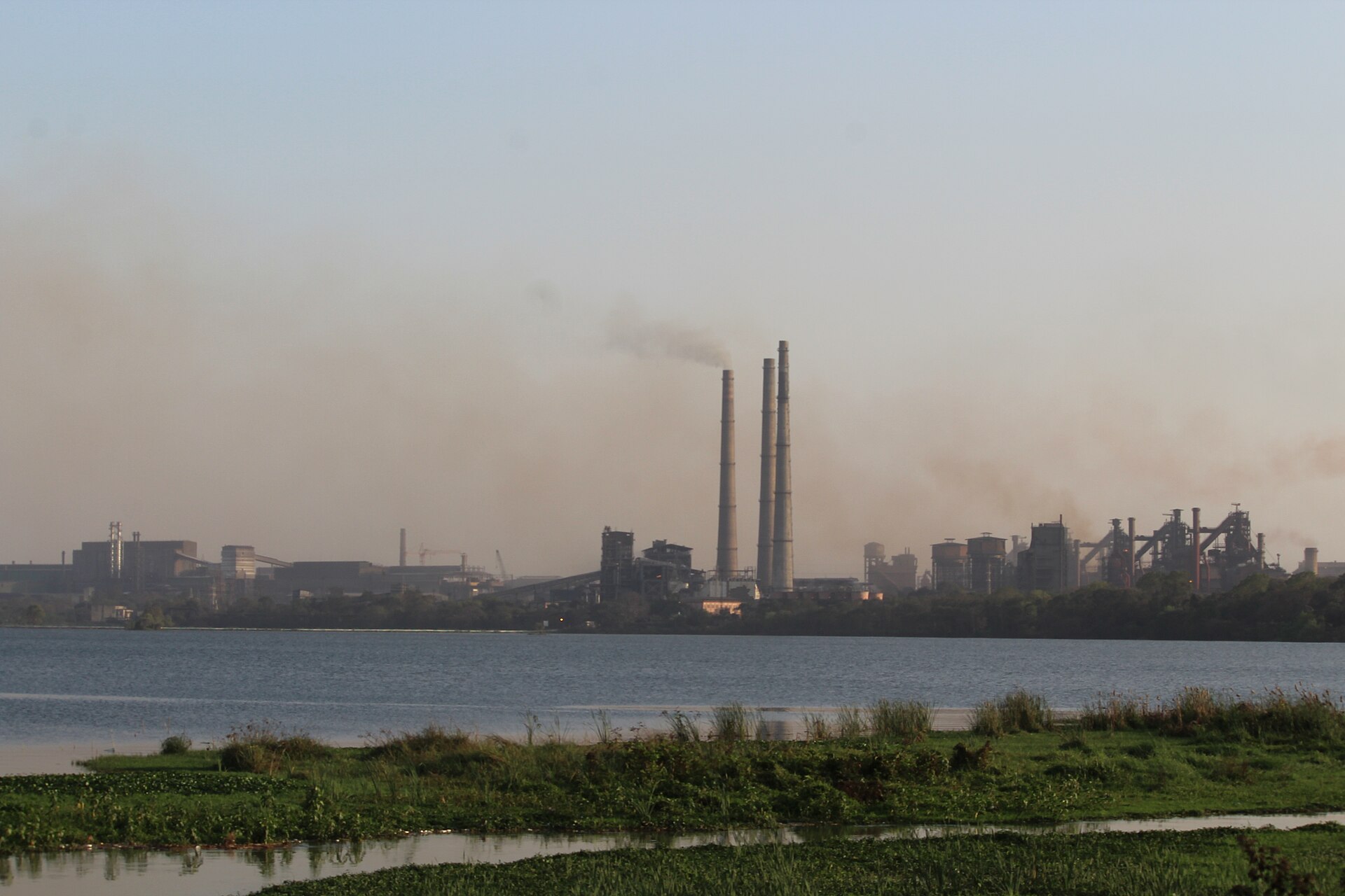 Bokaro Steel Plant seen across its cooling pond